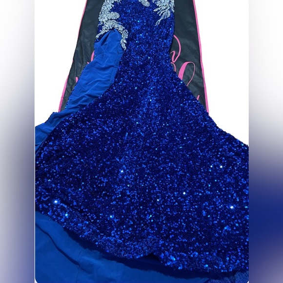 Portia and Scarlett Dresses Sequin and Rhinestone Gown Cobalt Blue Size:6 - Picture 9 of 14